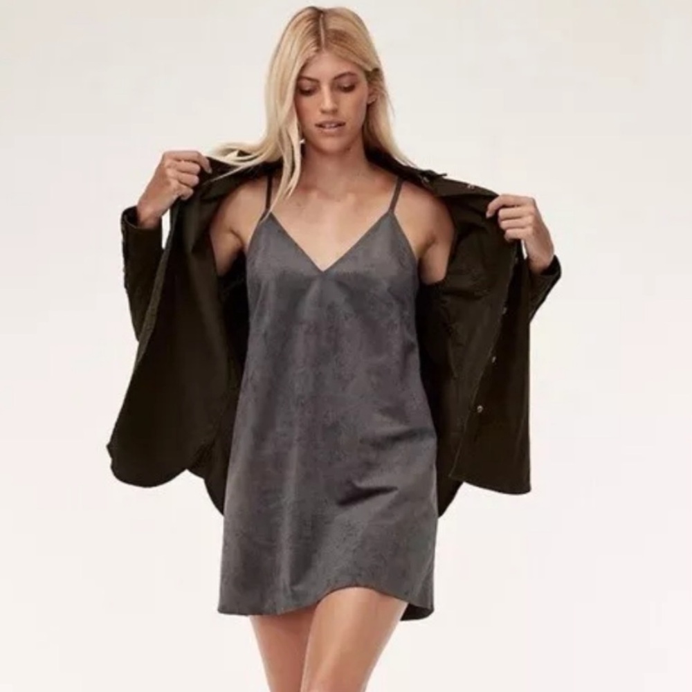 Aritzia Wilfred Free Vegan Suede Vivienne Slip Dress. Size Small.